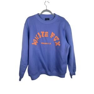 White Fox Project 5 Sweater Women S/M Blue Orange NWOT Oversized Crewneck